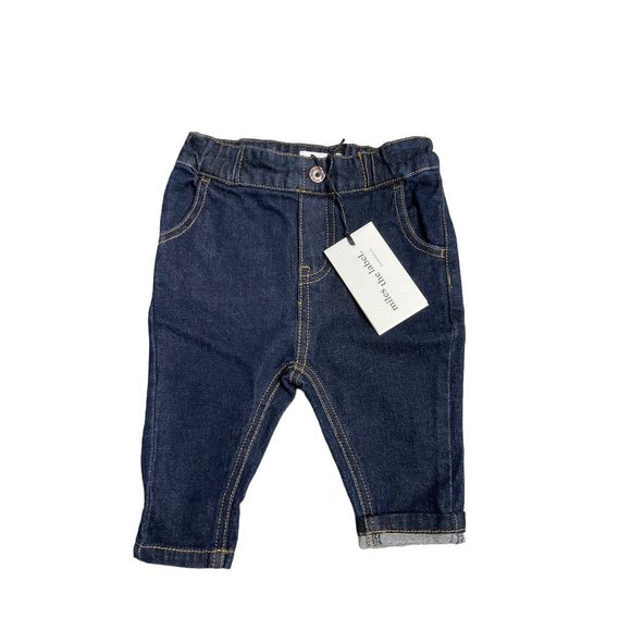 Miles The Label Jeans Baby 6 Month Blue Denim Dark Wash Elastic Waist Skinny Leg - Picture 1 of 3